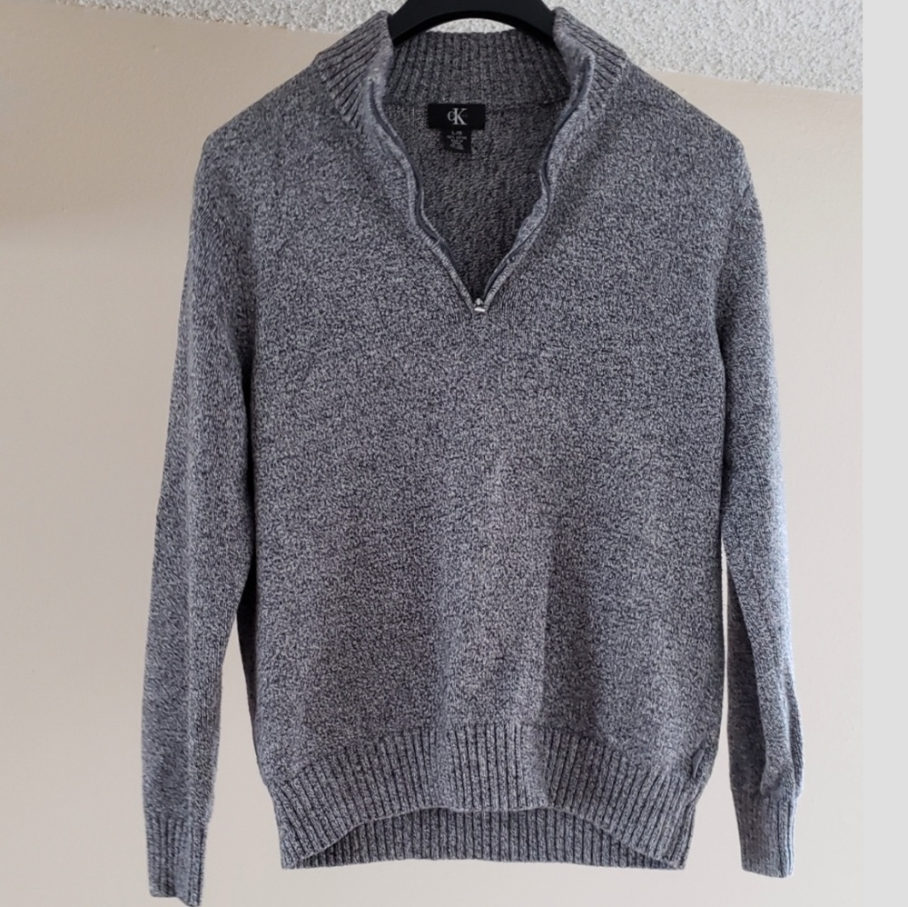 Calvin Klein Grey Marled Quarter Zip Sweater